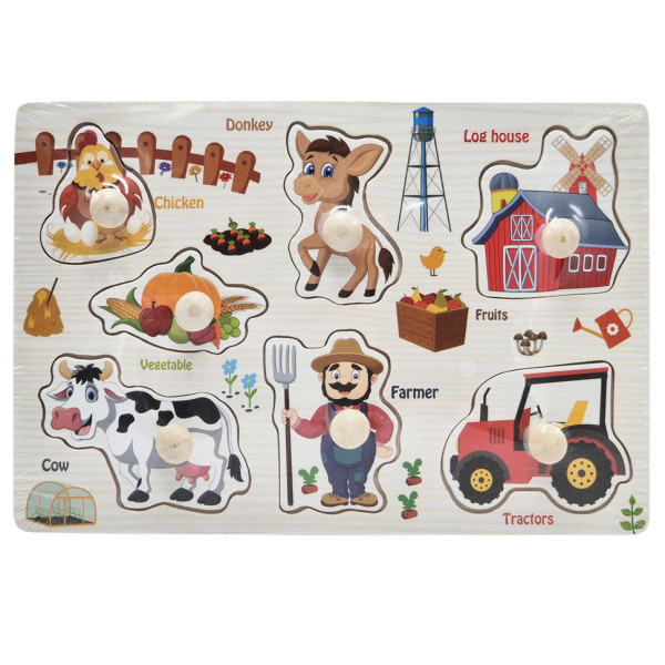 Дерев'яний пазл-вкладиш Ферма 53972-1 ручка-тримач, у плівці (53972-1)