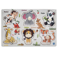 Дерев'яний пазл-вкладиш Африканські тварини 53972-2 ручка-тримач, у плівці (53972-2)