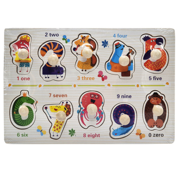 Дерев'яний пазл-вкладиш Цифри 53972-5 ручка-тримач, у плівці (53972-5)