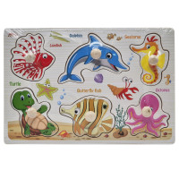 Дерев'яний пазл-вкладиш Морські тварини 53972-6 ручка-тримач, у плівці (53972-6)
