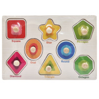 Дерев'яний пазл-вкладиш Геометричні фігури 53972-7 ручка-тримач, у плівці (53972-7)