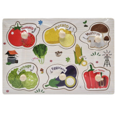 Дерев'яний пазл-вкладиш Овочі 53972-8 ручка-тримач, у плівці (53972-8)