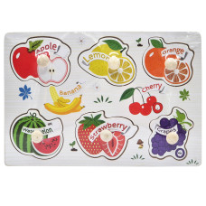 Дерев'яний пазл-вкладиш Фрукти та ягоди 53972-9 ручка-тримач, у плівці (53972-9)