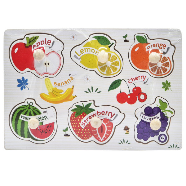 Дерев'яний пазл-вкладиш Фрукти та ягоди 53972-9 ручка-тримач, у плівці (53972-9)