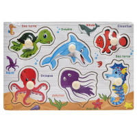 Дерев'яний пазл-вкладиш Морські тварини 73239-1 назви англійською мовою (73239-1)