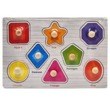 Дерев'яний пазл-вкладиш Геометричні фігури 73239-2 назви англійською мовою (73239-2)