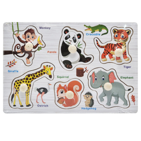 Дерев'яний пазл-вкладиш Африканські тварини 73239-3 назви англійською мовою (73239-3)