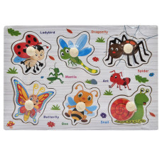 Дерев'яний пазл-вкладиш Комахи 73239-6 назви англійською мовою (73239-6)