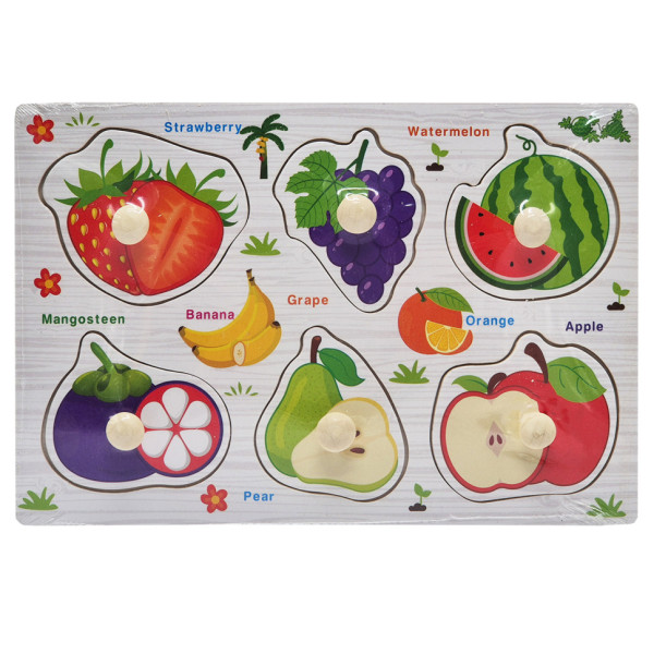 Дерев'яний пазл-вкладиш Фрукти та ягоди 73239-8 назви англійською мовою (73239-8)