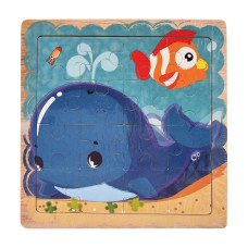 Дерев'яний пазл-вкладиш Кит та рибка 73260-1, 16 деталей (73260-1)