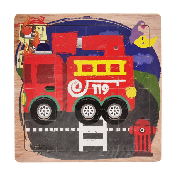 Дерев'яний пазл-вкладиш Пожежна машинка 73260-4, 16 деталей (73260-4)