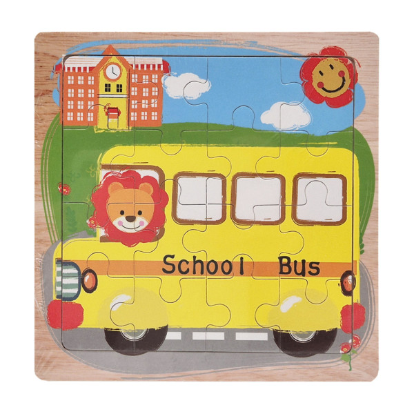 Дерев'яний пазл-вкладиш Шкільний автобус 73260-5, 16 деталей (73260-5)