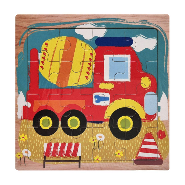 Дерев'яний пазл-вкладиш Бетонозмішувач 73260-11, 16 деталей (73260-11)