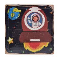 Дерев'яний пазл-вкладиш Космонавт у ракеті 73260-15, 16 деталей (73260-15)
