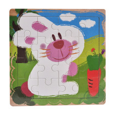 Дерев'яний пазл-вкладиш Кролик з морквою 73260-21, 16 деталей (73260-21)