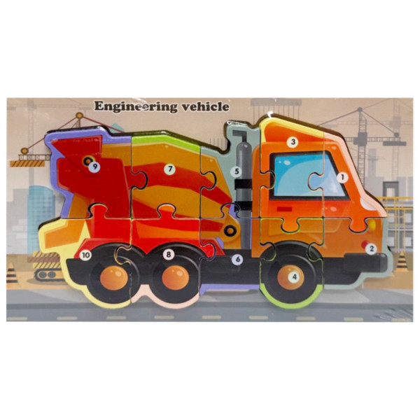 Дерев'яний пазл-вкладиш "Engineering vehicle" MD 1924-7, 10 елементів (MD 1924-7)