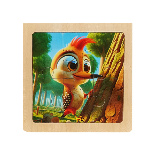 Дитячий дерев'яний пазл-вкладиш "Дятел" MD 1509-15, 6 елементів 9,8 х 9,8 х 0,4 см (MD 1509-15)