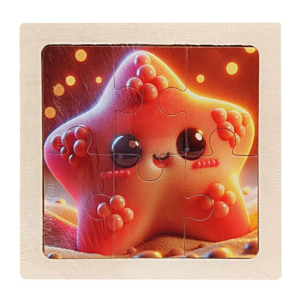 Дитячий дерев'яний пазл-вкладиш "Морська зірка" MD 1509-9, 6 елементів 9,8 х 9,8 х 0,4 см (MD 1509-9)