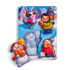 Развивающий пазл-вкладыш "Новогодний-3" (ПСД225) PSD225 с фоном(PSD225)