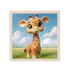 Дитячий дерев'яний пазл-вкладиш "Жираф" MD 1509-19, 6 елементів 9,8 х 9,8 х 0,4 см (MD 1509-19)