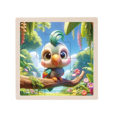 Дитячий дерев'яний пазл-вкладиш "Папуга" MD 1509-14, 6 елементів 9,8 х 9,8 х 0,4 см (MD 1509-14)