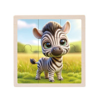 Дитячий дерев'яний пазл-вкладиш "Зебра" MD 1509-22, 6 елементів 9,8 х 9,8 х 0,4 см (MD 1509-22)