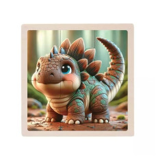 Дитячий дерев'яний пазл-вкладиш "Анкілозавр" MD 1509-7, 6 елементів 9,8 х 9,8 х 0,4 см (MD 1509-7)