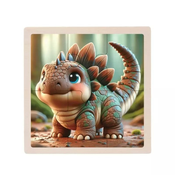 Дитячий дерев'яний пазл-вкладиш "Анкілозавр" MD 1509-7, 6 елементів 9,8 х 9,8 х 0,4 см (MD 1509-7)