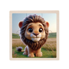 Дитячий дерев'яний пазл-вкладиш "Левеня" MD 1509-21, 6 елементів 9,8 х 9,8 х 0,4 см (MD 1509-21)