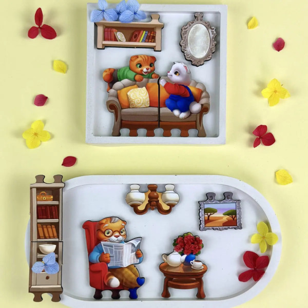 Дерев'яний пазл-вкладиш "Котячий літній будинок" (ПСД272) PSD272 (PSD272)