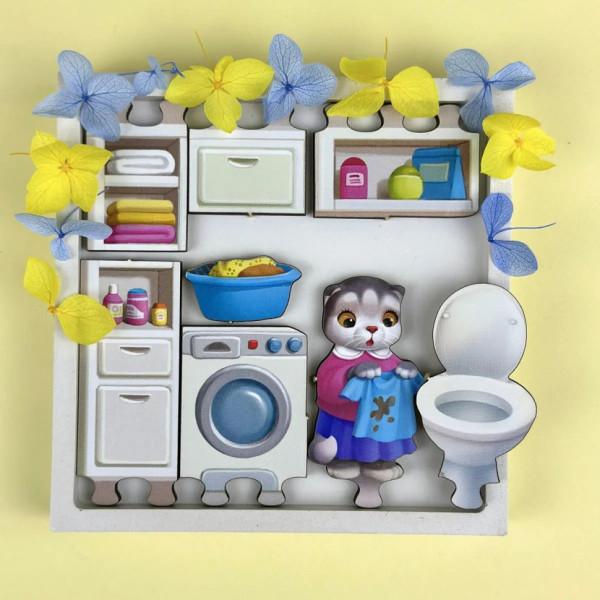 Дерев'яний пазл-вкладиш "Котячий літній будинок" (ПСД272) PSD272 (PSD272)