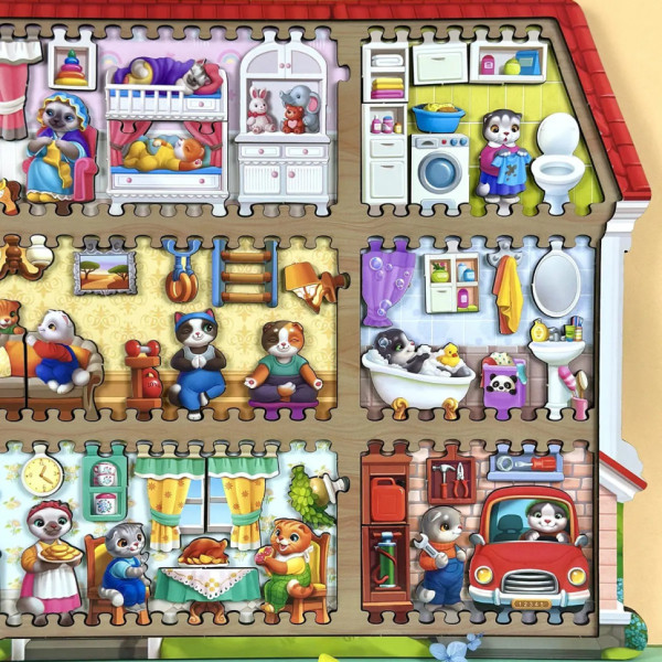 Дерев'яний пазл-вкладиш "Котячий літній будинок" (ПСД272) PSD272 (PSD272)