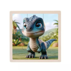 Дитячий дерев'яний пазл-вкладиш "Велоцираптор" MD 1509-12, 6 елементів 9,8 х 9,8 х 0,4 см (MD 1509-12)