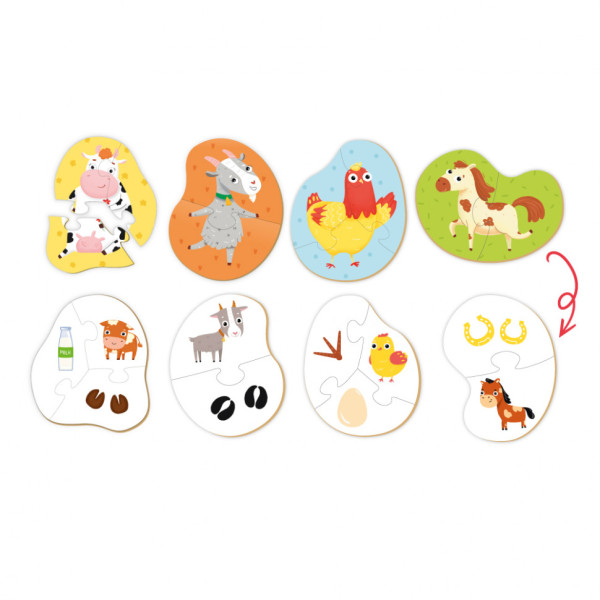 Дитячий розвиваючий пазл "Хто живе на фермі" Mon Puzzle 200107, 2 пазла по 2 елементи (200107D)