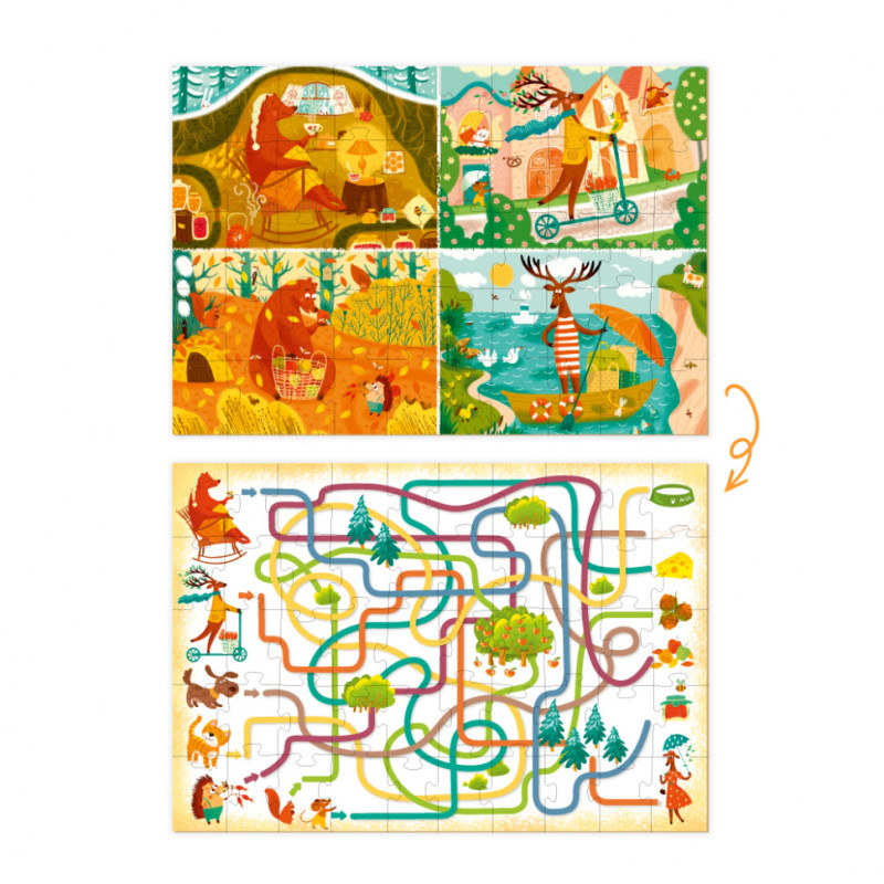 Дитячий розвиваючий пазл і гра Mon Puzzle "Обсерваційний. Як звірі пори року зустрічали" 200110