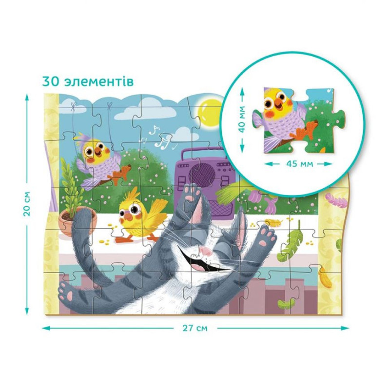 Детские пазлы "Мечтательный котик" 300544 30 элементов
