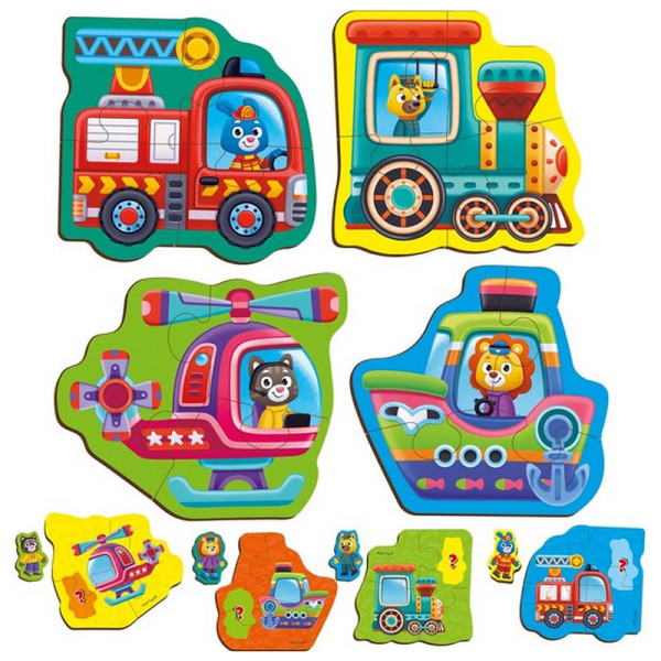 Дитячі розвивальні картонні пазли "Транспорт. Тварини" VT1722-28 з грою (VT1722-28)