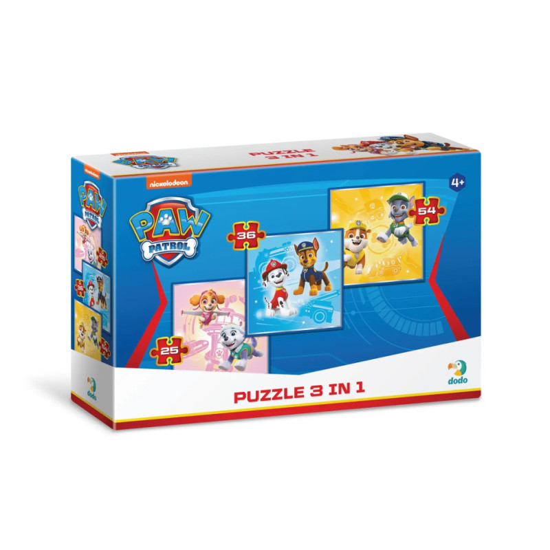 Дитячі Пазли 3 в 1 Paw Patrol "Сміливі щенята" DoDo 200154