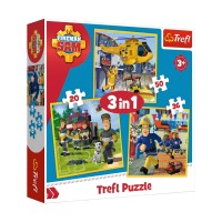 Детские пазлы 3 в 1  "Пожарный Сэм в действии" Trefl 34844 Детские пазлы 3 в 1  "Пожарный Сэм в действии" Trefl 34844