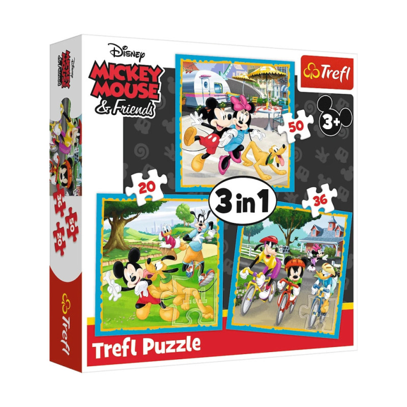 Дитячі пазли 3 в 1 Disney "Міккі Маус з друзями" Trefl 34846