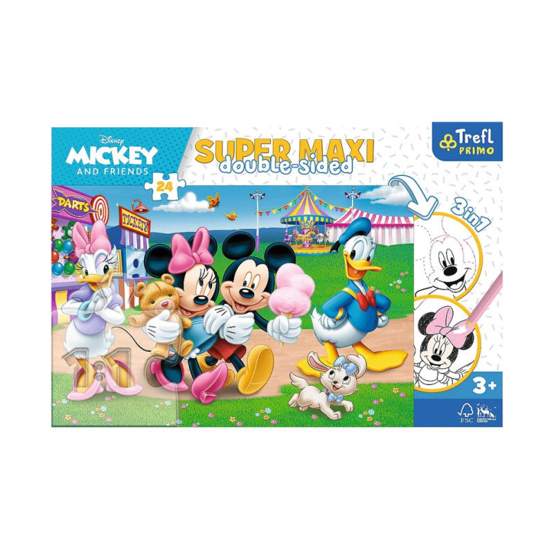 Дитячі пазли SUPER МАХІ Disney "Парк розваг" Trefl 41005 24 елементи, з розфарбовкою