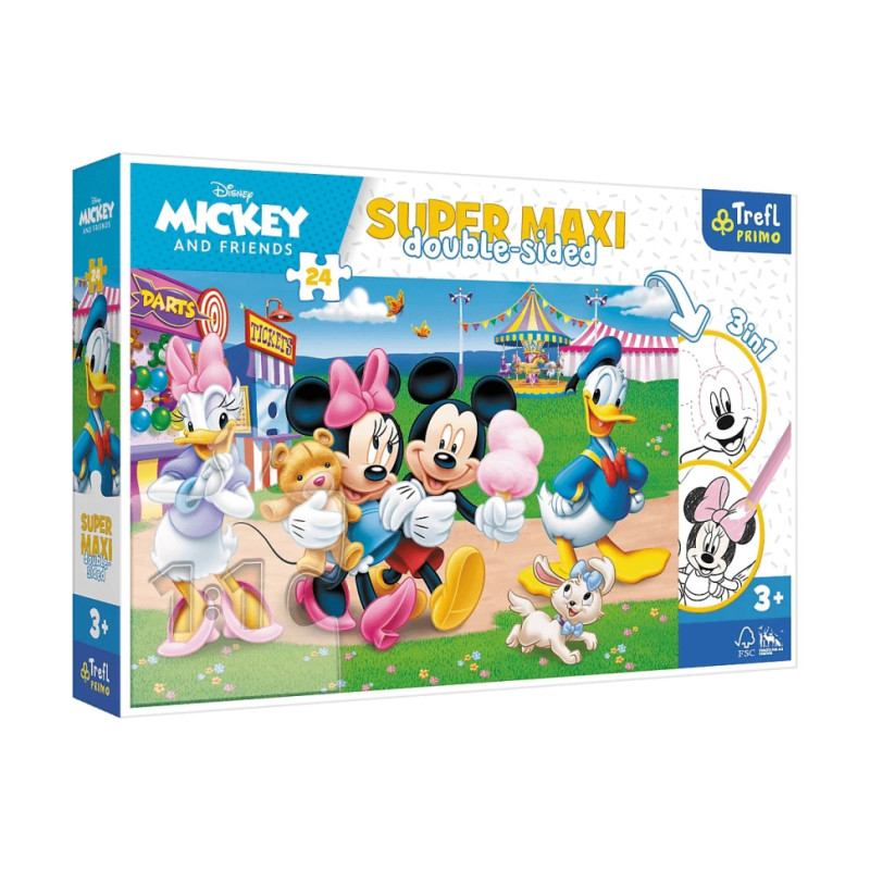 Дитячі пазли SUPER МАХІ Disney "Парк розваг" Trefl 41005 24 елементи, з розфарбовкою
