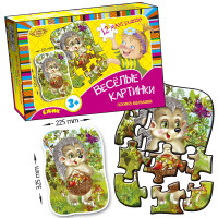 Детская развивающая настольная игра "Веселые картинки. Ежик" MKM0336, 12 пазлов(MKM0336)