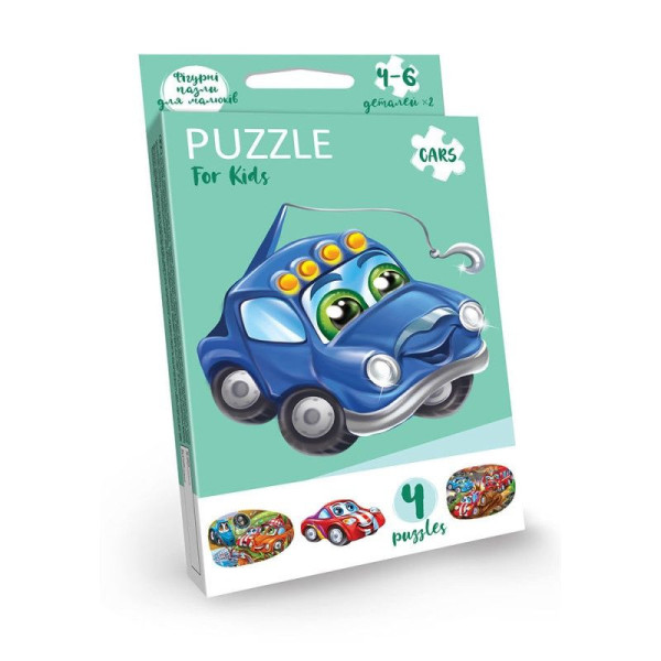 Детские развивающие пазлы "Puzzle For Kids" PFK-05-12, 2 картинки Машинка синяя(PFK-07)