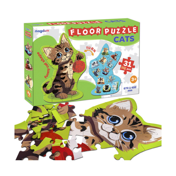 Дитячий розвиваючий Пазл-гігант "Кіт" 2 в 1 ME5032-32, 31 елемент (ME5032-32)