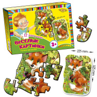 Дитяча настільна гра "Веселі картинки. Лисеня" MKM0335, 12 пазлів (MKM0335)