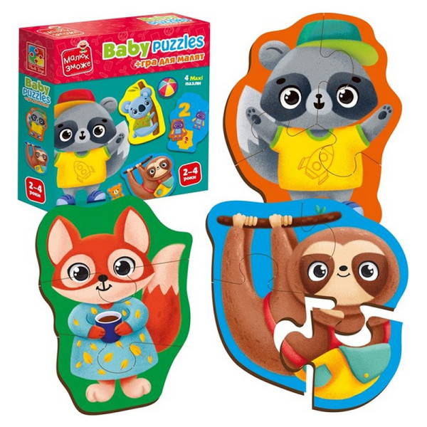Дитячі розвивальні картонні пазли "Тварини. Іграшки" VT1722-27 з грою (VT1722-27)