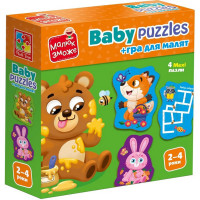 Дитячі розвивальні картонні пазли "Лісові звірі" VT1722-26 з грою (VT1722-26)