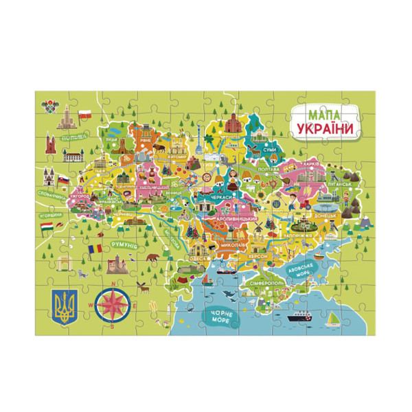 Пазлы классические "Карта Украины" 300706, 100 элементов(300706)