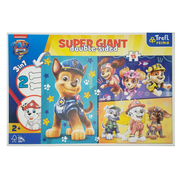 Пазлы + раскраска Trefl 42002 (SUPER GIANT) - "Счастливые друзья" / Щенячий патруль / 15 элм.